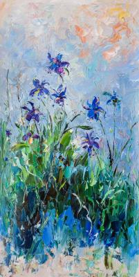 Free copy of Claude Monets painting Lilac Irises