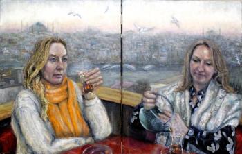 Tea Party on the Rooftops of Istanbul (diptych: Part 1 - Lilya. Part 2 - Julia)
