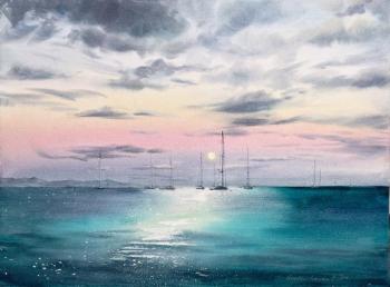 Yachts at sunset #14