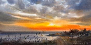 Orange sunset #24 (Orange Watercolor). Gorbacheva Evgeniya