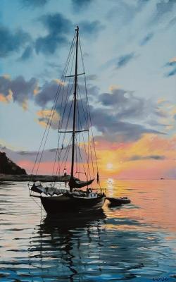 Sea, sunset (Sailboat). Gribanov Igor