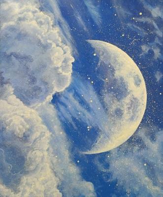 The moon is in the clouds (Astronomy). Fyodorova-Popova Tatyana