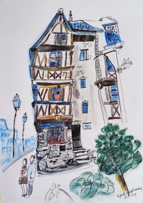 Urban Sketch (Normandy) (Drawing). Krasovskaya Tatyana