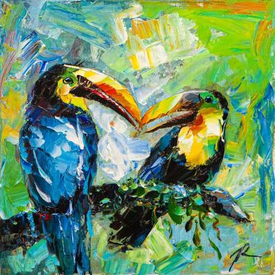 Toucans. Important conversation (Animal Painting). Rodries Jose