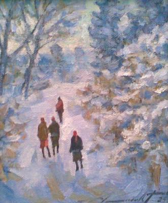 Road through the winter park (People In The Park). Knecht Aleksander