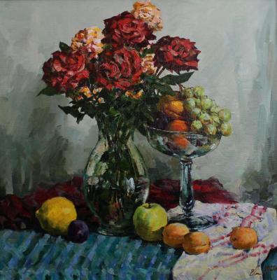 Still-life with the frutis (roses and fruits)