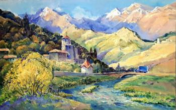 .    (Mountain Landscape Oil Painting).  