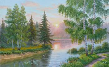Summer evening by the river. Zhukov Leonid