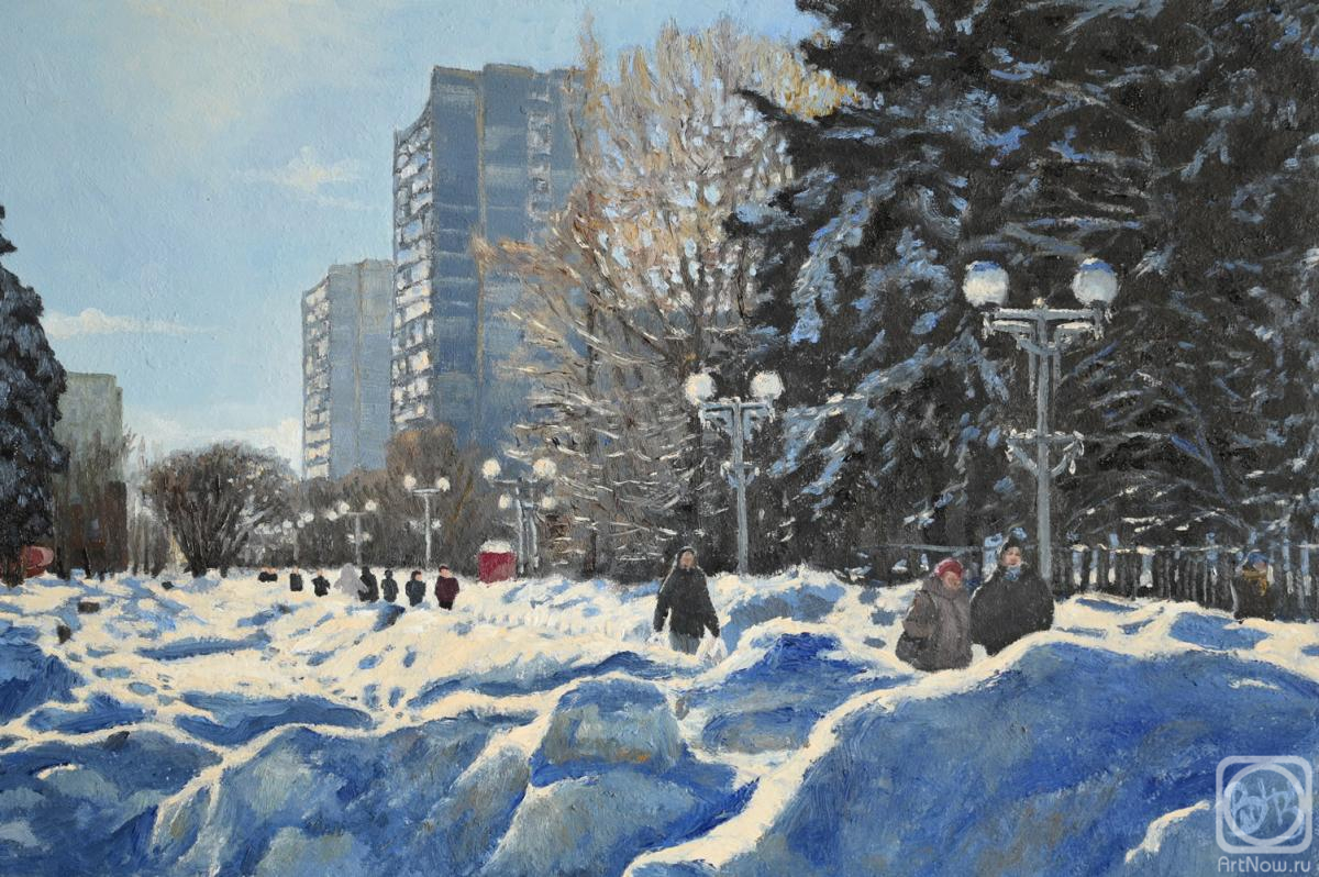 Nazarenko Valentin. A sunny, frosty day on Lilac Boulevard