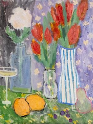 Red tulips (Still Life With Red Flowers). Ten Irina