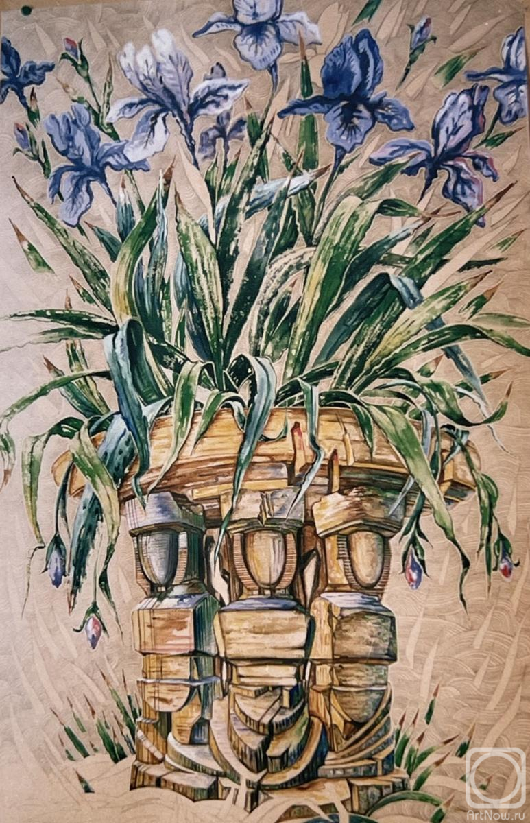 Novozhilov Sergey. Irises in an antique vase