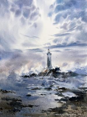 Before the storm Lighthouse #7 (Seascape In Watercolor). Gorbacheva Evgeniya