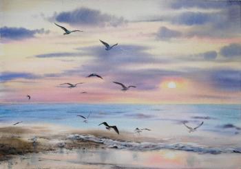 Seagulls (Sea Landscape At Sunset). Kovalenko Olga