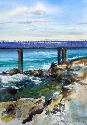 Sea Coast. Bridge #2 (Seascape In Watercolor). Gorbacheva Evgeniya