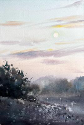 Sunset in the fog (Watercolor Trees). Gorbacheva Evgeniya
