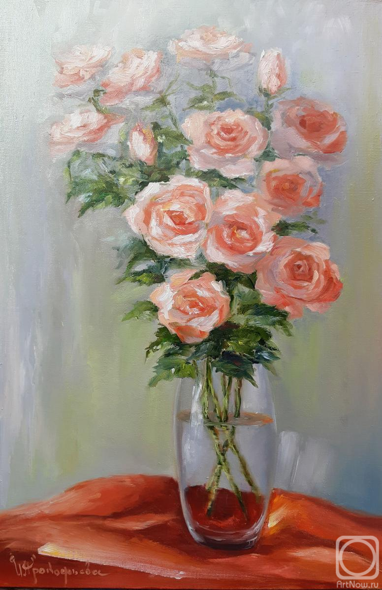 Prokofeva Irina. Bouquet of roses in a glass vase