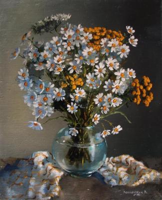 Daisies in a round vase (Nature Summer). Zerrt Vadim