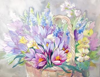 The First Gifts of Spring (Crocuses Flowers). Mikhalskaya Katya