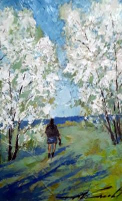 May in white clothes (Flowering Cherry). Knecht Aleksander