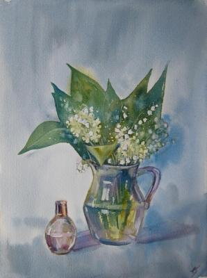 May Fragrance (Lily Of The Valley Watercolor). Sanina Elena
