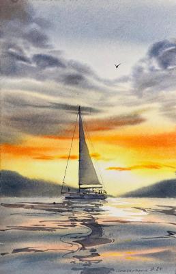 Yacht at sunset #15 ( ). Gorbacheva Evgeniya