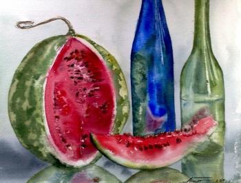 Still life with watermelon (Red Still Life). Baltrushevich Elena