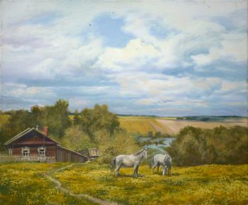 Horses in the meadow (  ). Panov Eduard