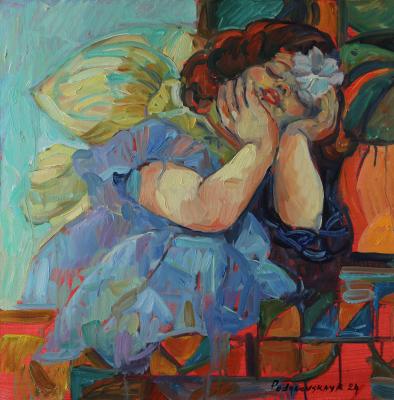 Girl in blue (Flower Painting). Podgaevskaya Marina