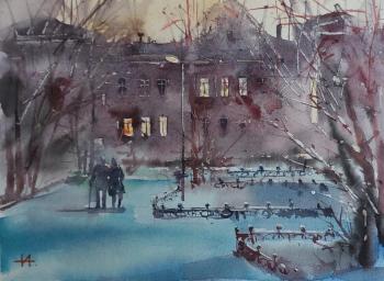 Old Yard (Watercolor In Interior). Anikina Irina