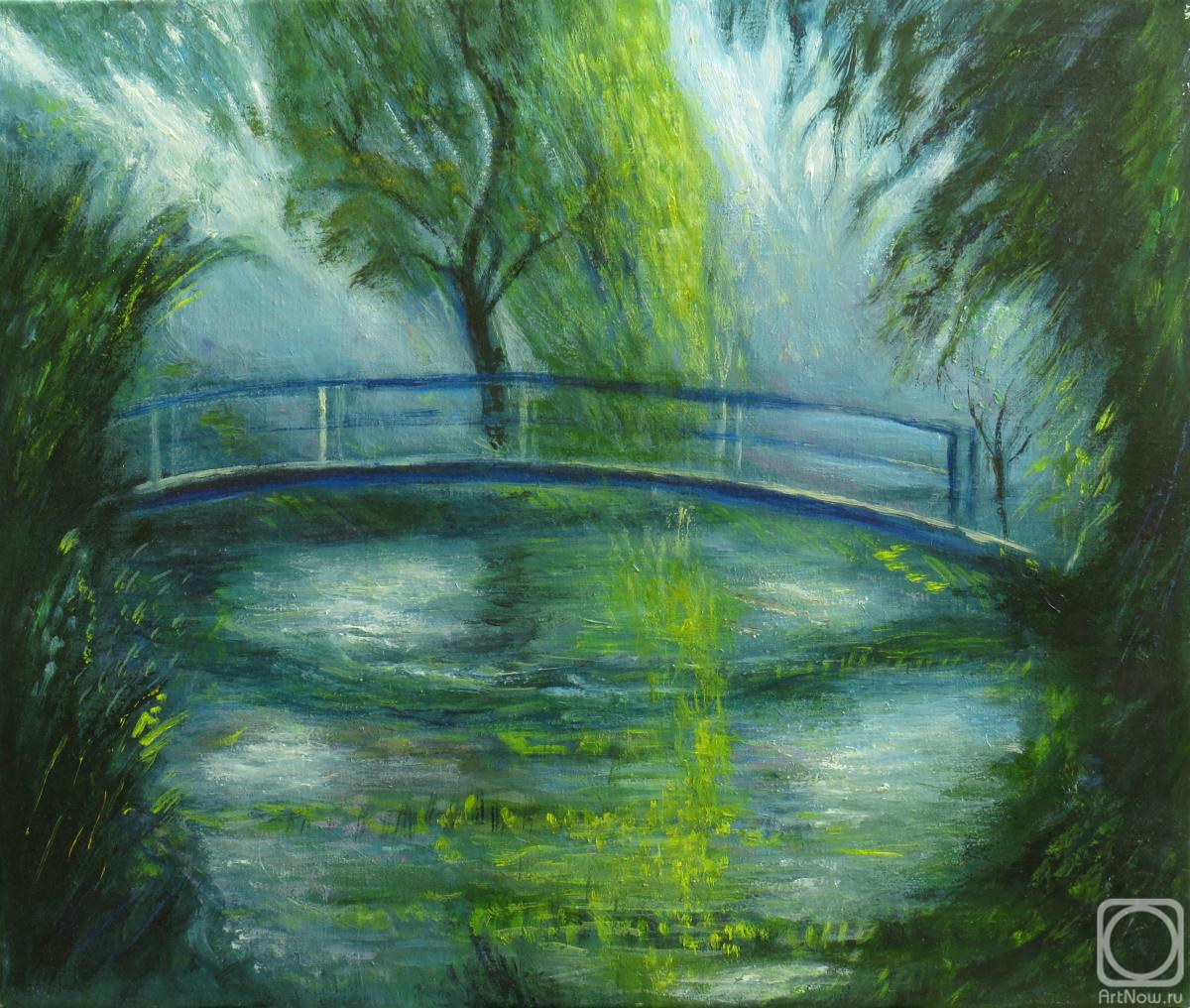 Gubkin Michail. Landscape with fog and bridge