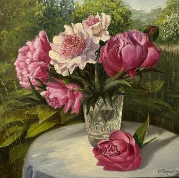 Pionies in the garden (Oil Still Life With Flowers). Tikunova Olga