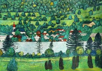 Free copy of Gustav Klimts painting Forest Slope in Unterach am Attersee (Summer Canvas Oil Painting). Vlodarchik Andjei