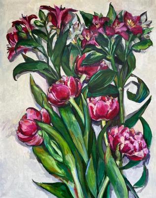 Alstroemeria with tulips (Alstroemeria Painting). Veselkova Olga