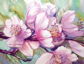 Flowering apple tree (Painting Spring Flowers). Mikhalskaya Katya