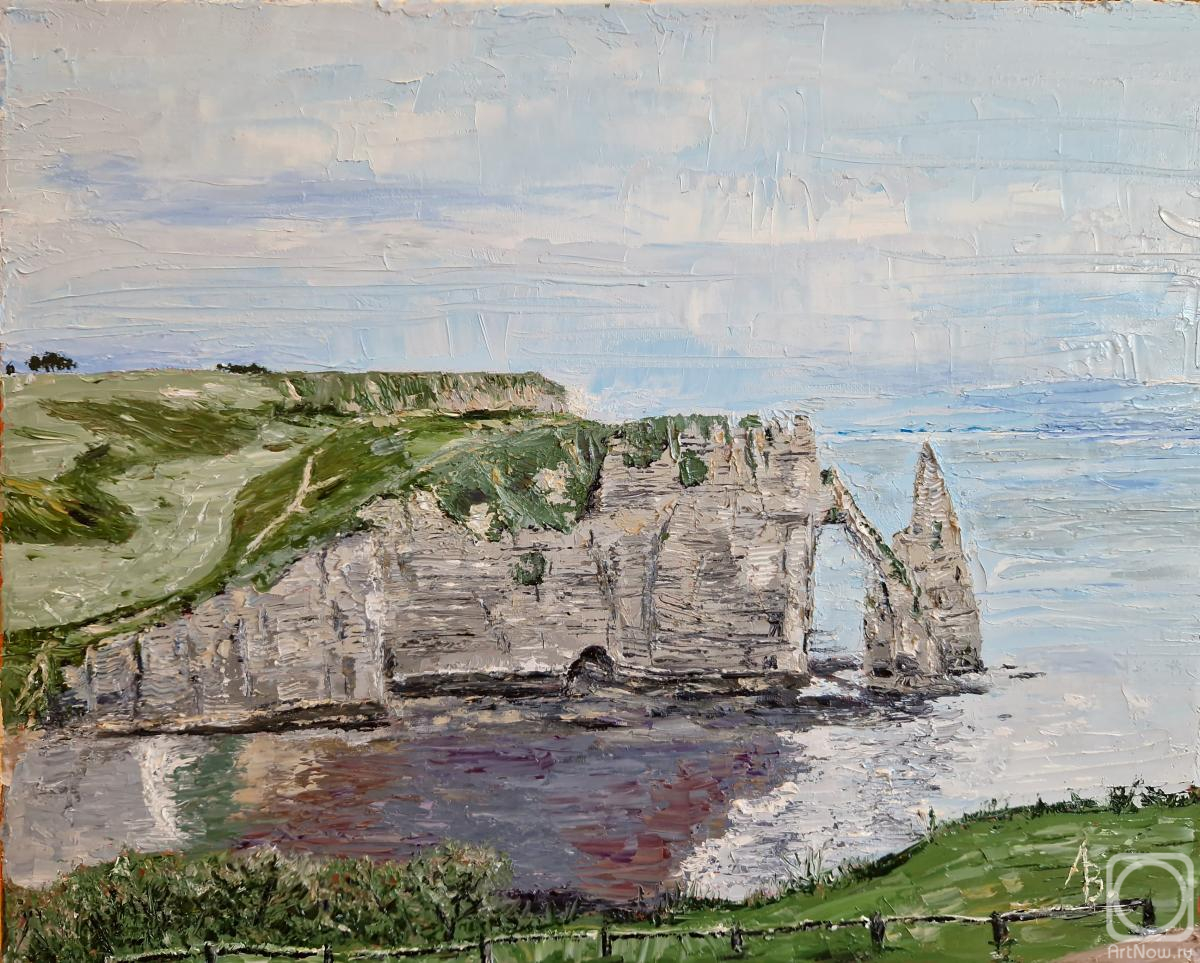 Lebedev Vladimir. The low tide at Etretat on a non-sunny day