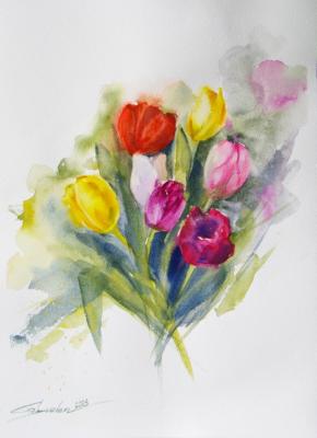 Tulips for mom (Painting Bouquet Of Tulips). Gayvoronskaya Elena