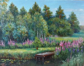 Pond in the village (Village Painting). Norenko Anastasya