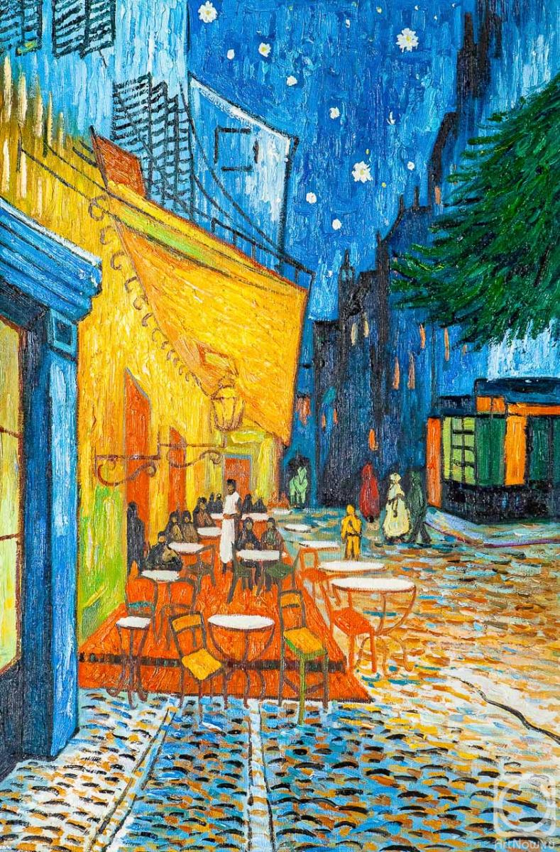 Vlodarchik Andjei. A copy of Van Gogh's painting. The terrace of the night cafe Place du Forum in Arles