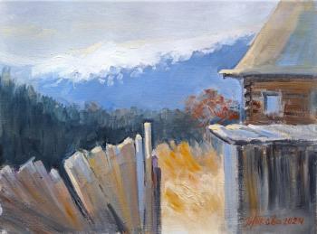 A northern village. The Kola Peninsula (Mountain Oil Painting). Zhukova Marina