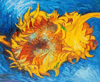 Copy of Van Goghs painting Two Cut Sunflowers (Oil Still Life With Flowers). Vlodarchik Andjei