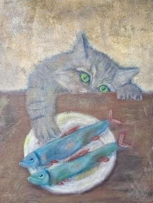 One cat, two fish. Razumkova Elena