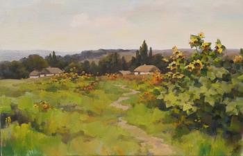 Landscape with sunflowers