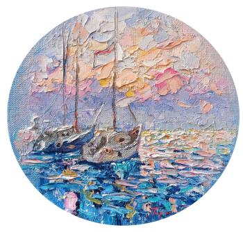 Yachts at sunset, sea (Sevastopol Painting). Taran Ann