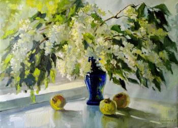 White bird cherry (A Bouquet In A Blue Vase). Gerasimova Natalia