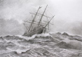 Sailboat in a stormy sea. Dorofeev Sergey