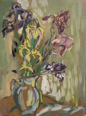 Bouquet with yellow irises, daylight. Sechko Xenia