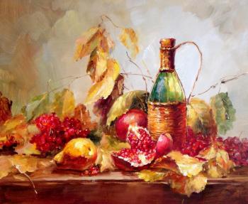 Still life with homemade wine