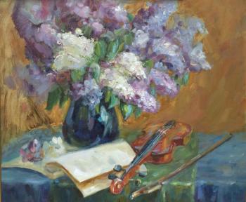 Still life with lilacs and violin. Bushnyak Alena