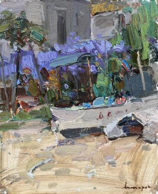 Wisteria and old boats. Makarov Vitaly