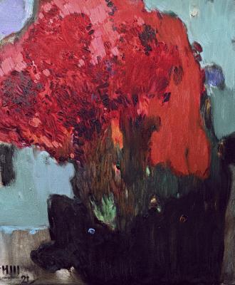 The red flowers (Peonies Roses). Shcherbakov Igor